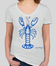 Load image into Gallery viewer, Women&#39;s Blue Lobster V-Neck Tee  (more colors available)