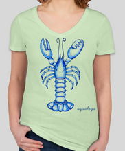 Load image into Gallery viewer, Women&#39;s Blue Lobster V-Neck Tee  (more colors available)