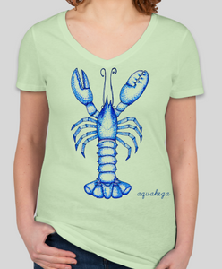 Women's Blue Lobster V-Neck Tee  (more colors available)